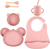 Zestawy naczyń dla dzieci - BEBEKADOR Zestaw silikonowych naczyń Panda Baby - 6 elementów z przyssawką - miniaturka - grafika 1