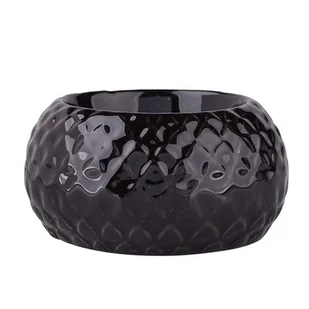 Świecznik porcelanowy relief czarny 7,5 x 7,5 x 3,5 cm - Świeczniki - miniaturka - grafika 1