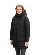Płaszcze damskie - TOM TAILOR Denim Damski Płaszcz zimowy z kapturem 1032689, 14482 - Deep Black, L - miniaturka - grafika 1