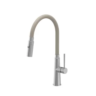 Bateria QUADRON GINA beżowy wąż + stal szczotkowana (INOX) (3922505_BSBE) - Baterie kuchenne - miniaturka - grafika 1
