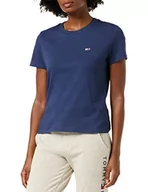 Koszulki i topy damskie - Tommy Jeans Tjw Regular Jersey T-shirt damski z dekoltem w serek, Ciemna granatowa, L - miniaturka - grafika 1