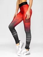 Spodnie sportowe damskie - Czerwone legginsy damskie Denley 20433 - miniaturka - grafika 1