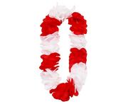 Kinder party - Naszyjnik Hawajski Biało-Czerwony Duże Kwiatki - miniaturka - grafika 1