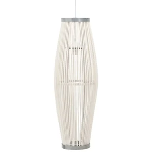 VidaXL Lampa wisząca, biała, wiklinowa, 40 W, 25x62 cm, owalna, E27 289587 - Lampy sufitowe - miniaturka - grafika 1