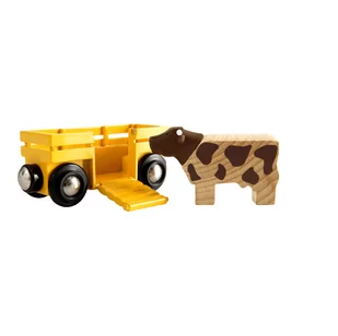 Brio Wagon do przewozu zwierząt z krówką 33406 - Samochody i pojazdy dla dzieci - miniaturka - grafika 1