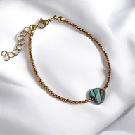 Bransoletki - Bransoletka z serduszkiem : muszla PAUA, hematyt złoty - miniaturka - grafika 1