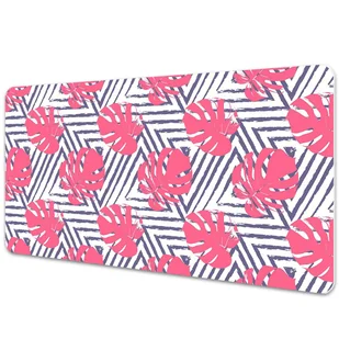 Mata ochronna z nadrukiem Różowe liście 90x45 cm - Podkładki na biurko - miniaturka - grafika 1