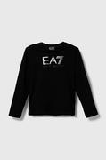 Bluzki dla chłopców - EA7 Emporio Armani longsleeve bawełniany dziecięcy kolor czarny z nadrukiem - miniaturka - grafika 1