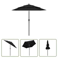 Parasole ogrodowe - The Living Store 3-poziomowy parasol na aluminiowym słupku - czarny - 2 -5 m - Parasol Ogrodowy - miniaturka - grafika 1