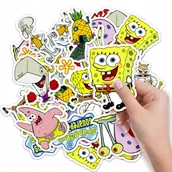 Szkolne artykuły papiernicze - NAKLEJKI ETYKIETY NA ZESZYT NALEPKA Z POSTACIAMI SPONGEBOB WZORY 10SZT - miniaturka - grafika 1