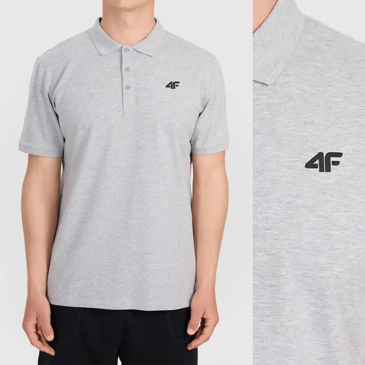 Koszulka Polo Męska 4F Regular Z Kołnierzem Szara 4FWMM00TPTSM0770 Szary 5XL