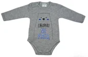 Body dla niemowląt - Body niemowlęce CHŁOPAKI NIE PŁACZĄ szary melanż 86 - miniaturka - grafika 1