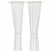 Firany i zasłony dla dzieci - Ikea Len Zasłona z wiązaniem, 2 sztuki 120x300 cm Pokój Dziecięcy - miniaturka - grafika 1