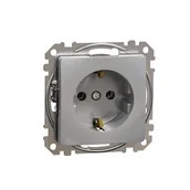 Gniazdka elektryczne - Schneider Gniazdo z/u Schuko SEDNA Design & Elements srebrne aluminium - miniaturka - grafika 1