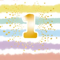 Dekoracje i nakrycia stołu na imprezę - Amscan, Serwetki 1st Birthday Rainbow 33cm, 16 szt. - miniaturka - grafika 1