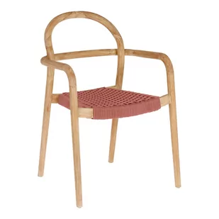 Krzesło ogrodowe z drewna eukaliptusa z plecionką w kolorze terakoty Kave Home Sheryl - Fotele i krzesła ogrodowe - miniaturka - grafika 1