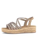 Sandały damskie - Gabor Sandały w kolorze złoto-jasnobrązowym na koturnie - miniaturka - grafika 1