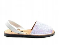 Sandały damskie - Avarca Sandały Damskie Białe Wsuwane Brokatowe 39 Żib - miniaturka - grafika 1