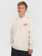 Bluzy dla chłopców - 4F Bluza dresowa nierozpinana z kapturem chłopięca - biała 158/164 (12-14 lat) - miniaturka - grafika 1