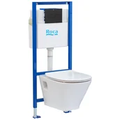 Stelaże i zestawy podtynkowe do WC - Roca Zestaw podtynkowy Luca Sanit z deską wolnoopadającą i czarnym przyciskiem - miniaturka - grafika 1