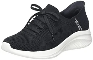 Skechers Damskie kapcie Ultra Flex 3.0, czarne dzianinowe/białe wykończenie, 3,5 UK, Czarne dzianinowe białe wykończenie, 36.5 EU - Kapcie damskie - miniaturka - grafika 1