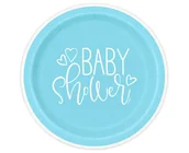 Dekoracje i nakrycia stołu na imprezę - Talerzyki Papierowe Baby Shower, Niebieskie Serca, Rozm. 23 Cm, 8 Szt. (Plastic-Free) - miniaturka - grafika 1