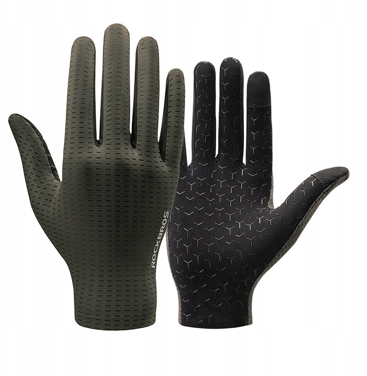 Rękawiczki rowerowe Rockbros oddychające, pełne, rozmiar: M - zielone