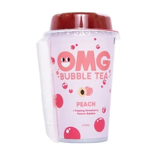 OMG Napój Bubble Tea herbata brzoskwiniowa + kulki truskawki 270 ml - Herbata - miniaturka - grafika 1