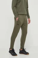 Spodnie męskie - Under Armour spodnie dresowe Armour Fleece kolor zielony gładkie - miniaturka - grafika 1