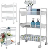 Regały - Półka łazienkowa kuchenna szafka na kółkach regał metalowa trzy poziomy 3 - miniaturka - grafika 1