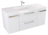 Szafki łazienkowe - Szafka Wisząca Z Umywalką ATH 100 cm D - Biały Mat - Uchwyty Stal Szczotkowana - miniaturka - grafika 1