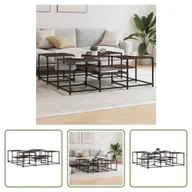 Ławy i stoliki kawowe - The Living Store stolik kawowy brązowy dąb 121x121x40 cm materiał drewnopochodny - miniaturka - grafika 1