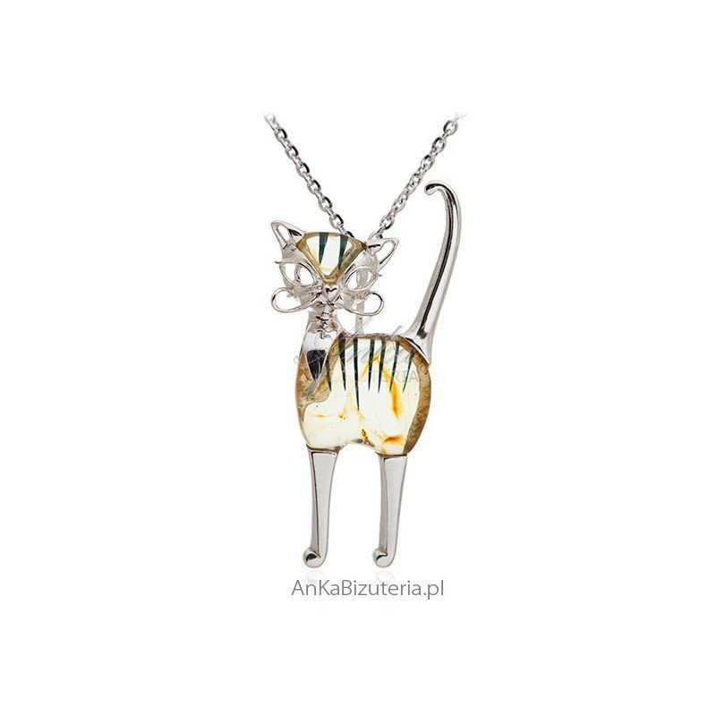 ankabizuteria.pl Śliczny KOT ELEGANCIK z bursztynem - mała