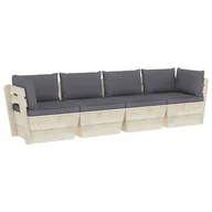 Sofy ogrodowe - vidaXL Ogrodowa sofa 4-osobowa z palet, z poduszkami, drewno świerkowe - miniaturka - grafika 1