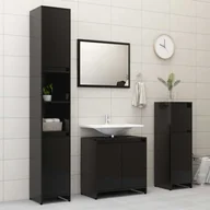 Meble łazienkowe - vidaXL vidaXL 4-cz. zestaw mebli łazienkowych, wysoki połysk, czarny, płyta 8720286164235 - miniaturka - grafika 1