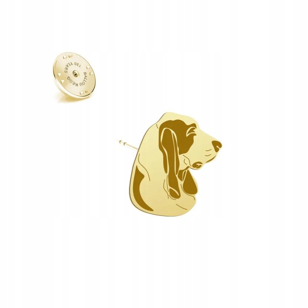 Wpinka Złota z psem Gończy hiszpański 925 Biżuteria Prezent DEDYKACJA