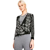 Swetry damskie - Sweter damski Desigual Ricarda kardigan we wzory czarny-M - miniaturka - grafika 1