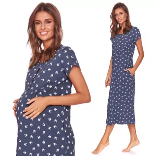 Piżamy ciążowe - Doctor Nap, Długa koszula ciążowa karmienia, TM.4119, Granatowy - grafika 1