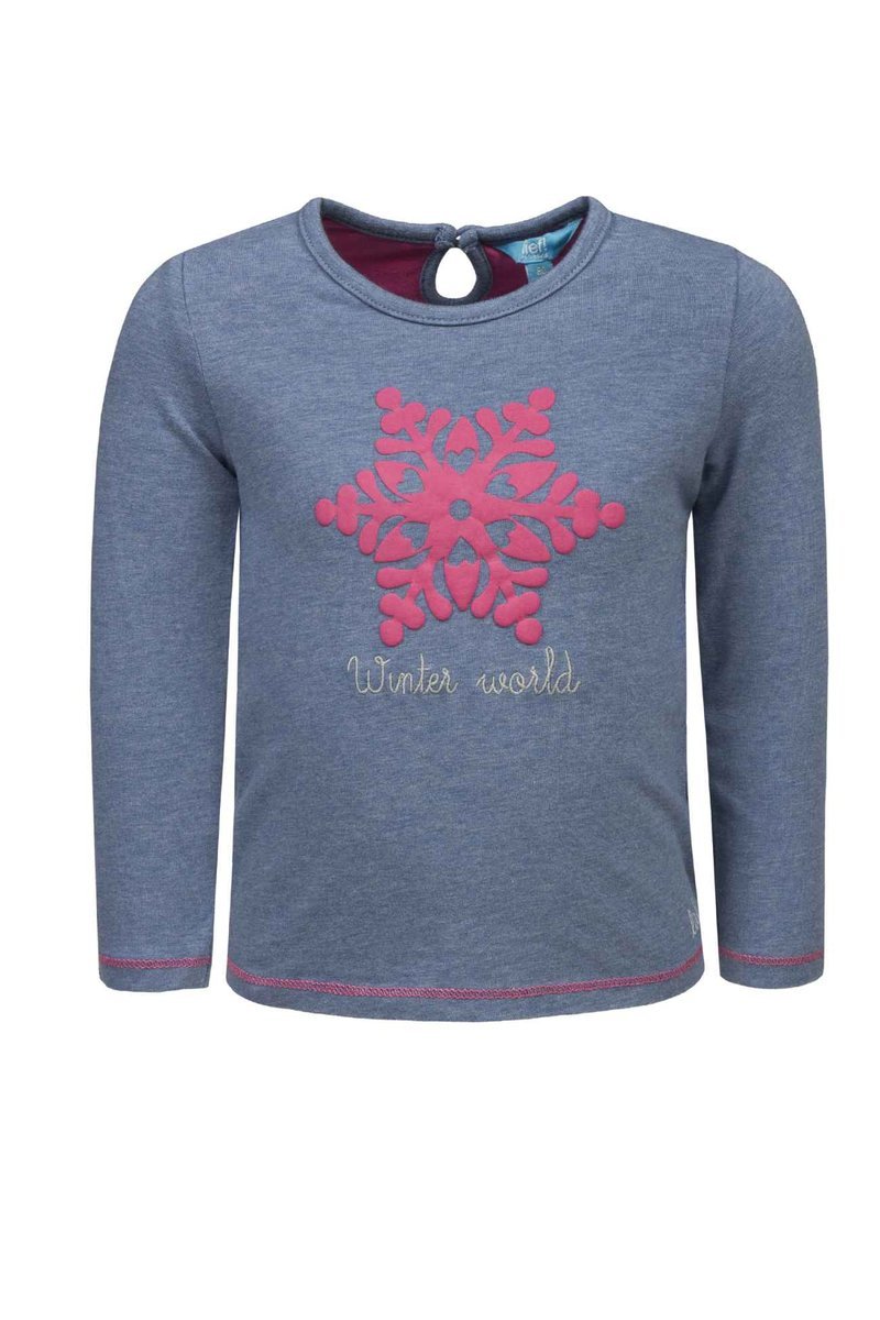 Bluzka dziewczęca z długim rękawem, niebieska, płatek śniegu/Lief