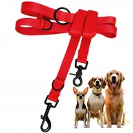 Smycze dla psów - Smycz dla psa mocna taśma treningowa przepinana regulowana czerwona 2,4m - miniaturka - grafika 1