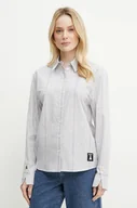 Koszule damskie - Patrizia Pepe koszula bawełniana damska kolor szary regular z kołnierzykiem klasycznym 2C1636 A569 - miniaturka - grafika 1