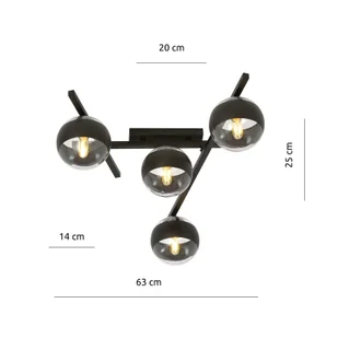 Emibig Smart lampa sufitowa 4-punktowa czarna/transparentna 1105/4 - Lampy sufitowe - miniaturka - grafika 5