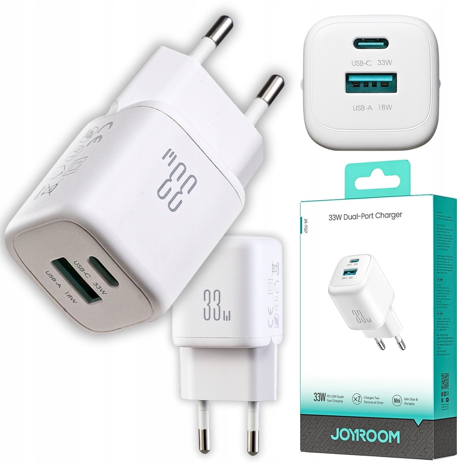 Ładowarka Joyroom Ładowarka sieciowa Joyroom JR-TG7 33W USB-A + USB-C - biała