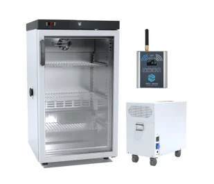 Chłodziarka farmaceutyczna  przeszklona CHS-C A + zasilacz awaryjny do 6h + zestaw rejestrator temperatury z modułem GSM + czujnik temperatury - Urządzenia medyczne - miniaturka - grafika 1