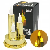Lampiony i znicze - Świeca LED potrójna Wkłady do Zniczy na baterie 3x R3 Zlota Mocne Światło - miniaturka - grafika 1