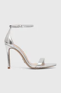 Sandały damskie - Steve Madden sandały skórzane Tecy kolor srebrny SM11002956 - miniaturka - grafika 1
