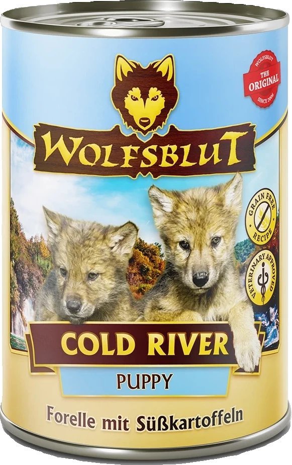 WOLFSBLUT DOG 395g puszka COLD RIVER PUPPY pstrąg, bataty
