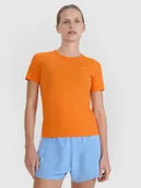 Koszulki sportowe damskie - 4F Koszulka do biegania w terenie regular damska - pomarańczowa M/L - miniaturka - grafika 1