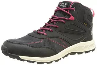 Buty dla chłopców - Jack Wolfskin Unisex Woodland Texapore MID K buty trekkingowe, niebieski/różowy, 4/5 UK, Nocny niebieski różowy - grafika 1