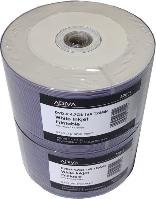 Adiva Adiva DVD+R 4.7GB 16x white Inkjet Printable szpindel 50 0162